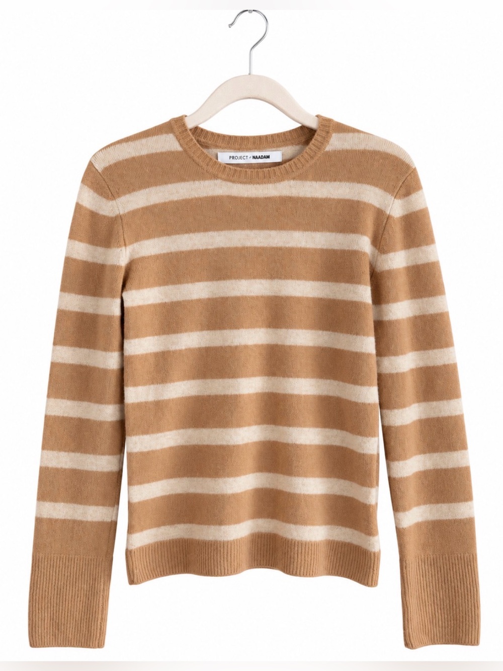 Naadam 100% Cashmere Tan Striped Sweater XS